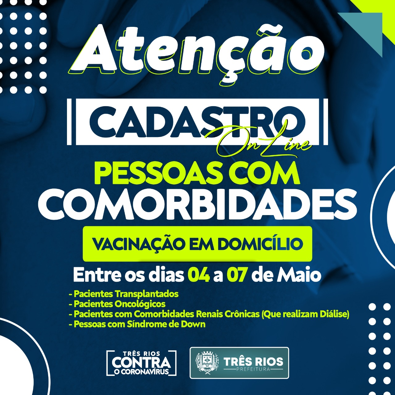 Covid-19: Três Rios abre cadastro para imunização de pessoas com comorbidades
