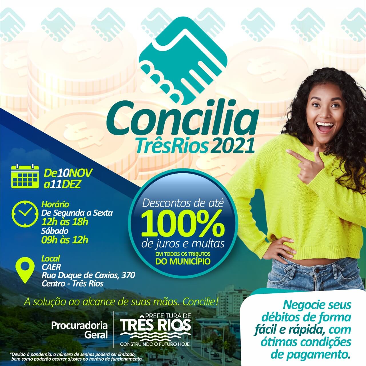 Prefeitura de Três Rios lança o Concilia 2021, programa para o contribuinte quitar débitos em atraso