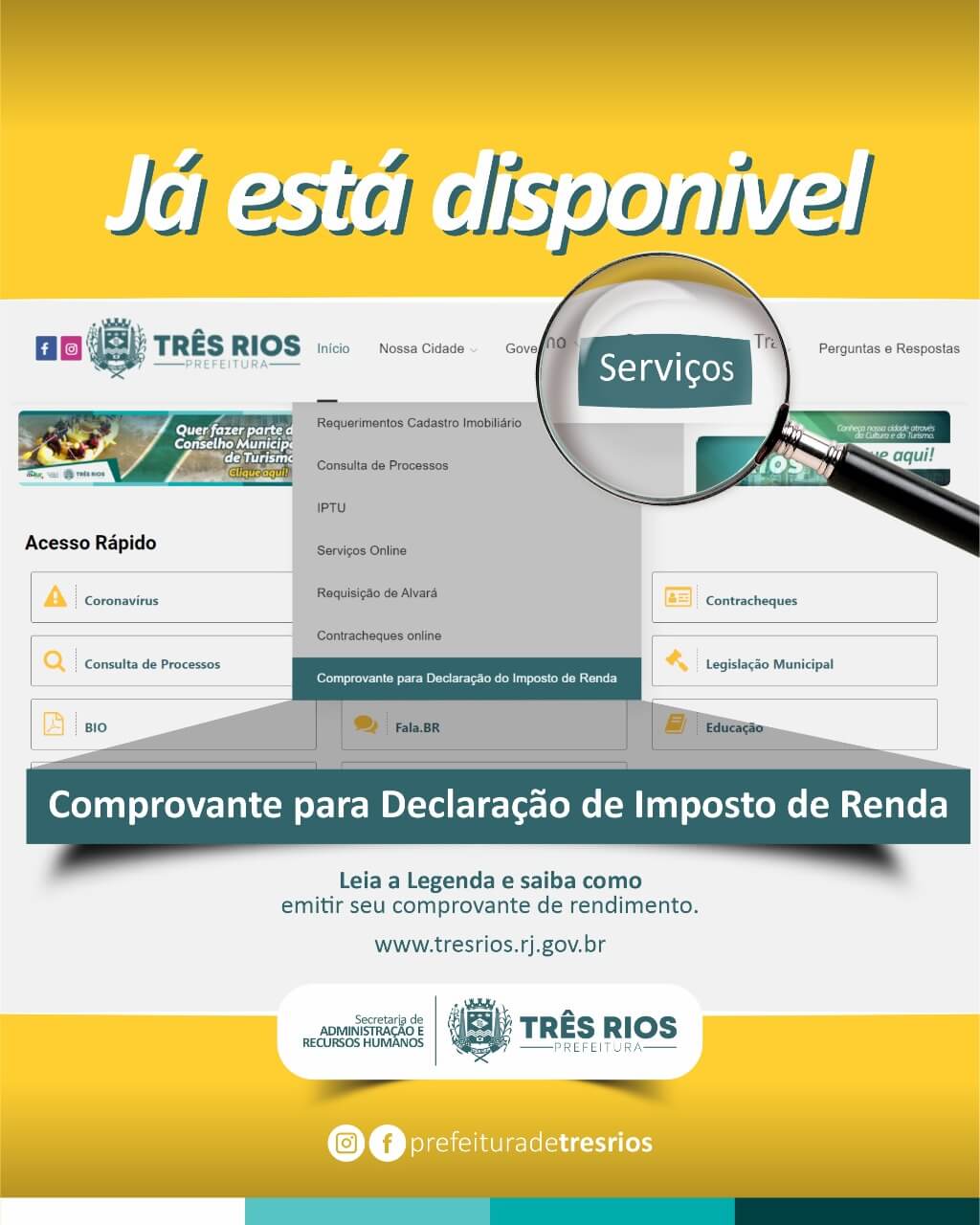 Saiba como acessar o informe de rendimentos dos servidores municipais referente ao exercício de 2021