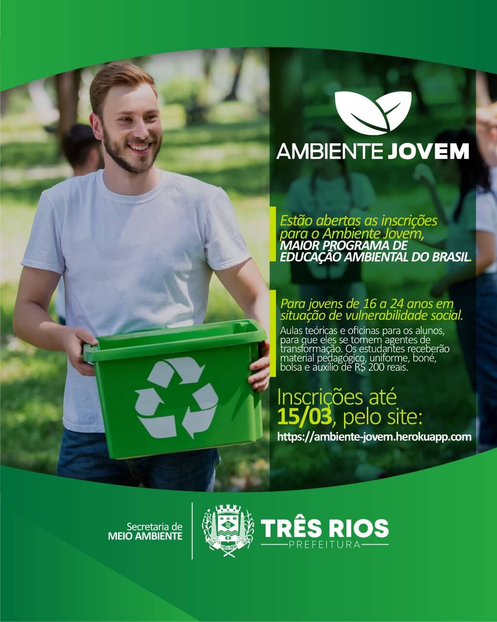 Inscrições abertas para o programa Ambiente Jovem