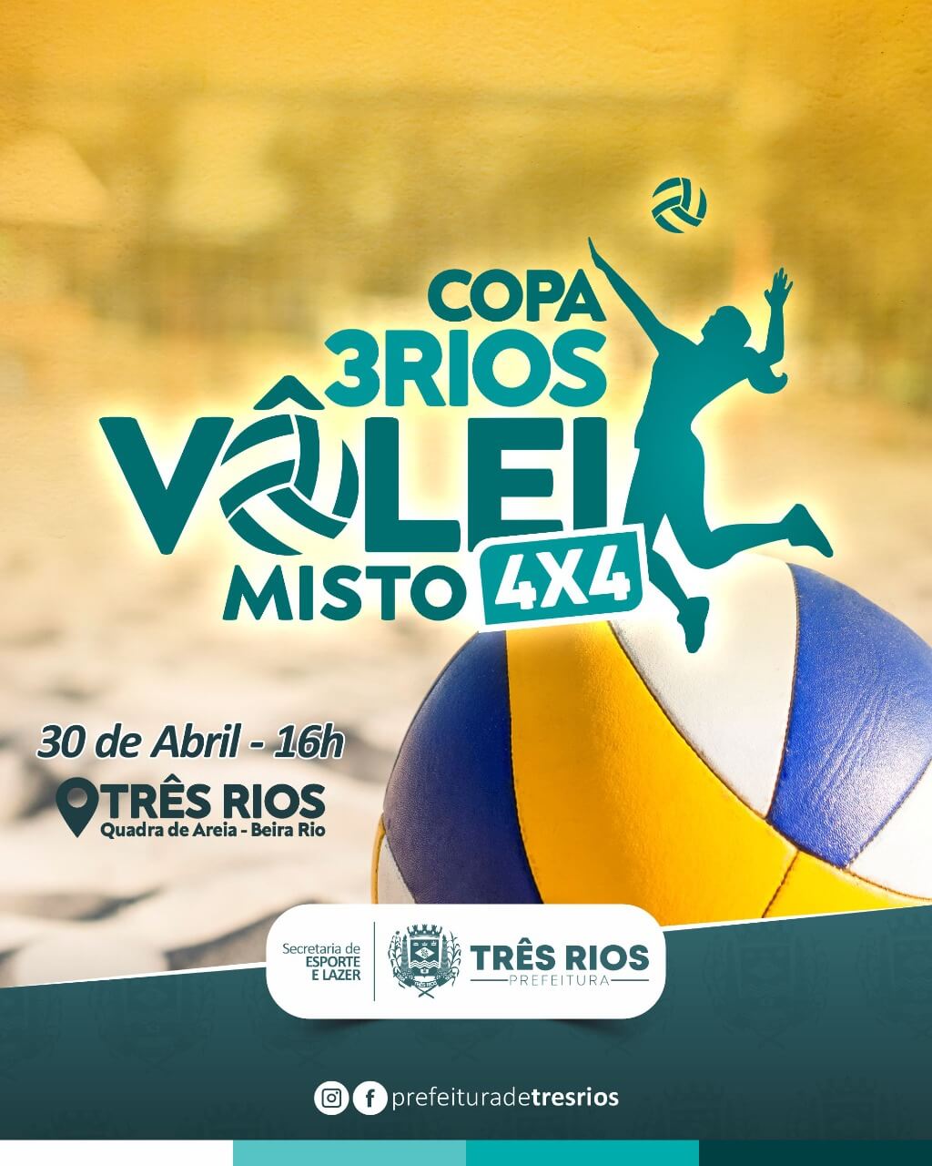 Três Rios receberá competição de Volleyball 4x4 no próximo final de semana