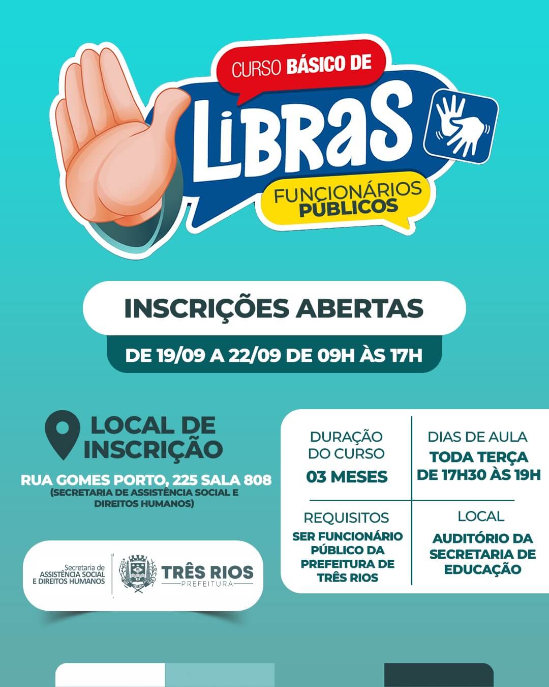 Prefeitura abre turma de curso de Libras para funcionários públicos