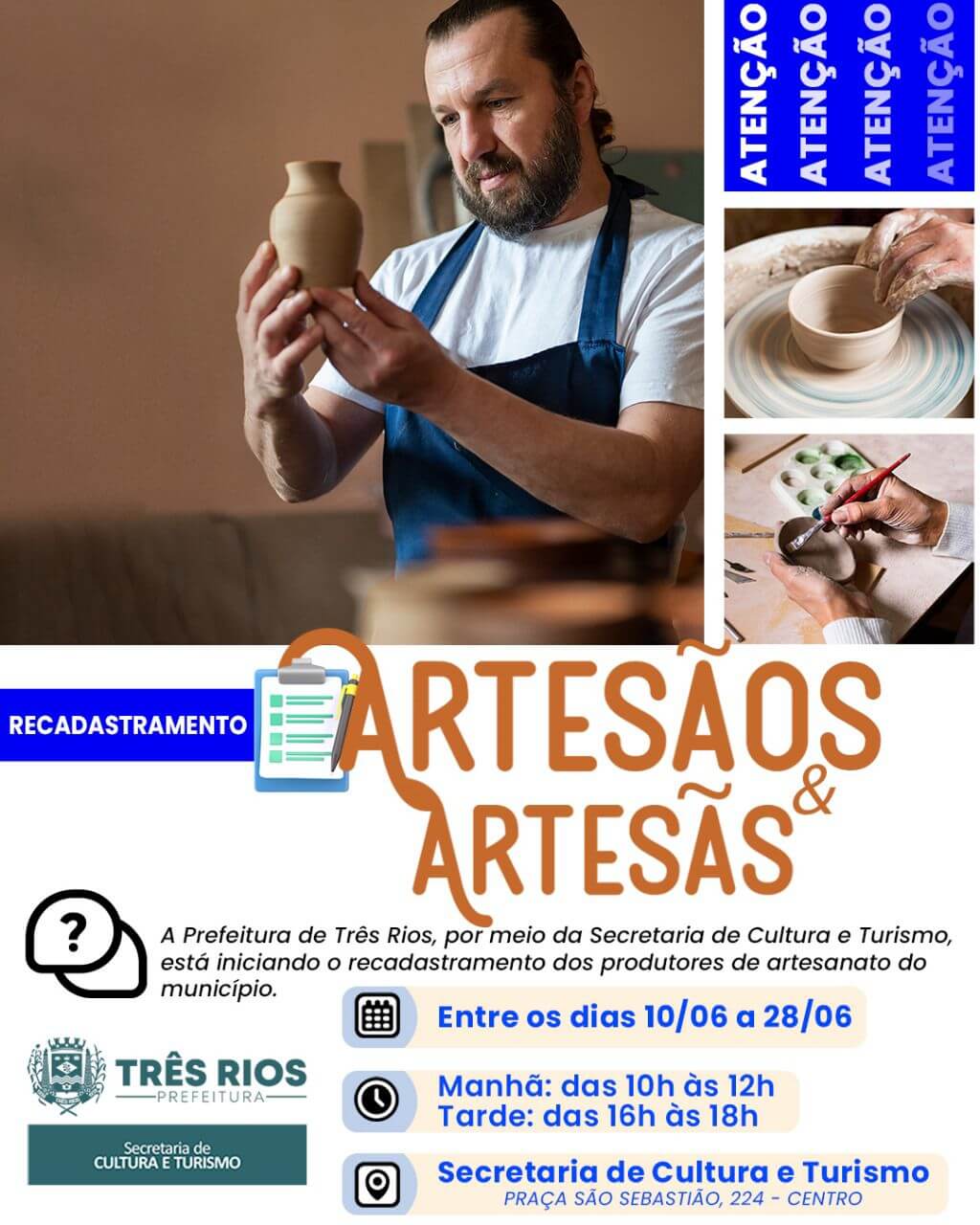 Prefeitura de Três Rios realiza recadastramento de artesãos do município