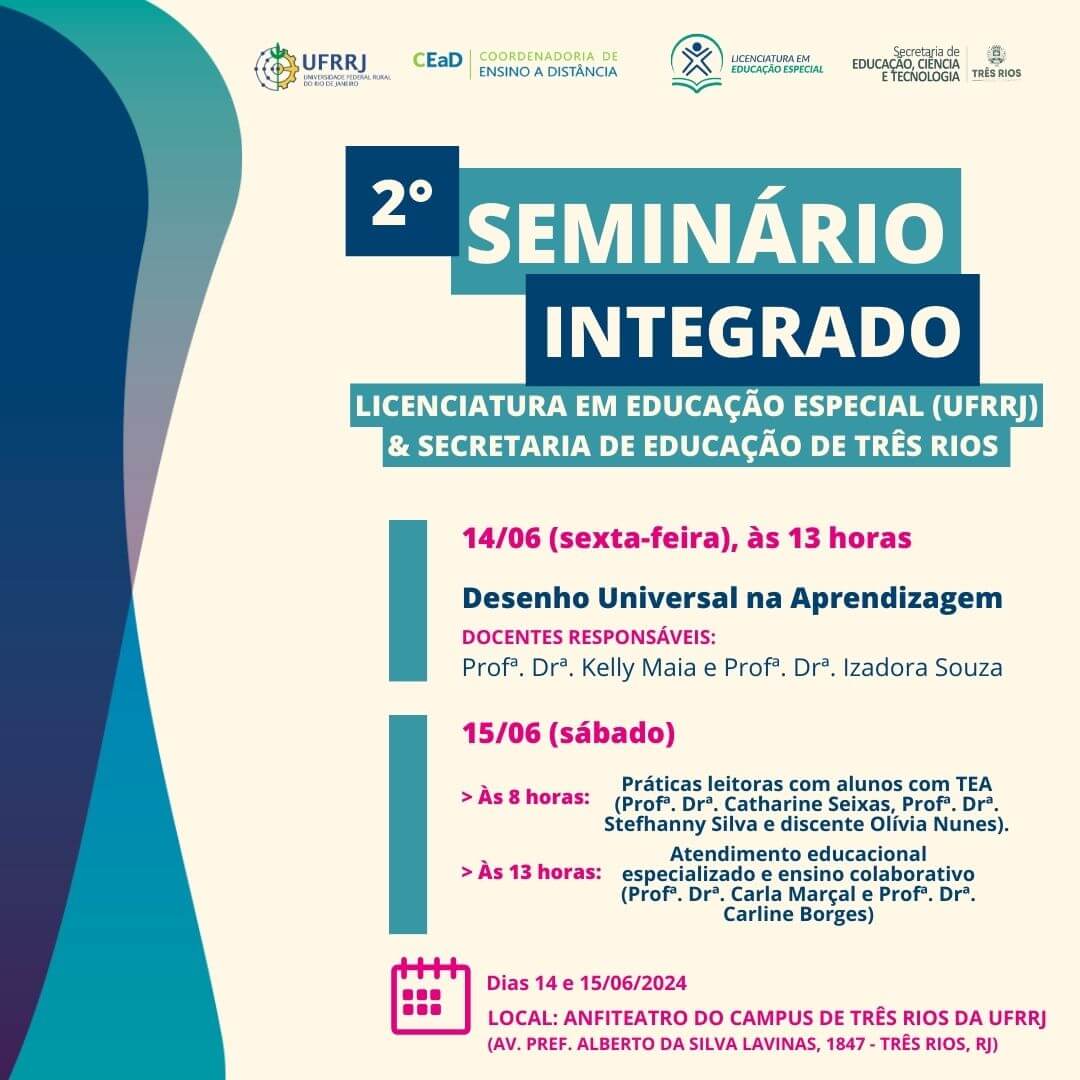 Prefeitura de Três Rios e UFRRJ realizam II Seminário Integrado de Licenciatura em Educação Especial