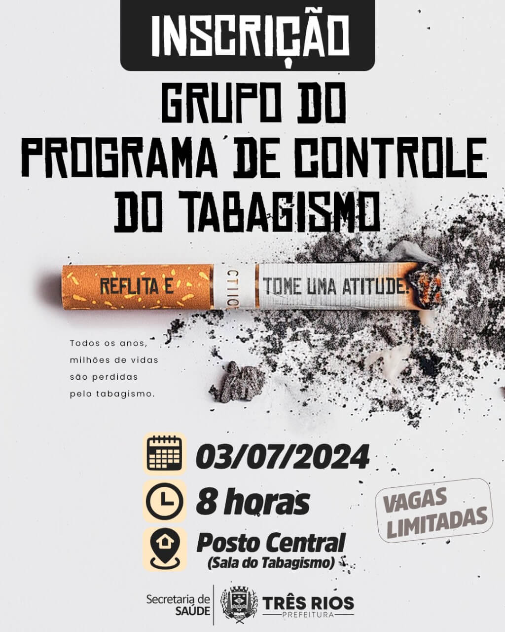 Quer largar o cigarro? A Prefeitura de Três Rios pode ajudar!