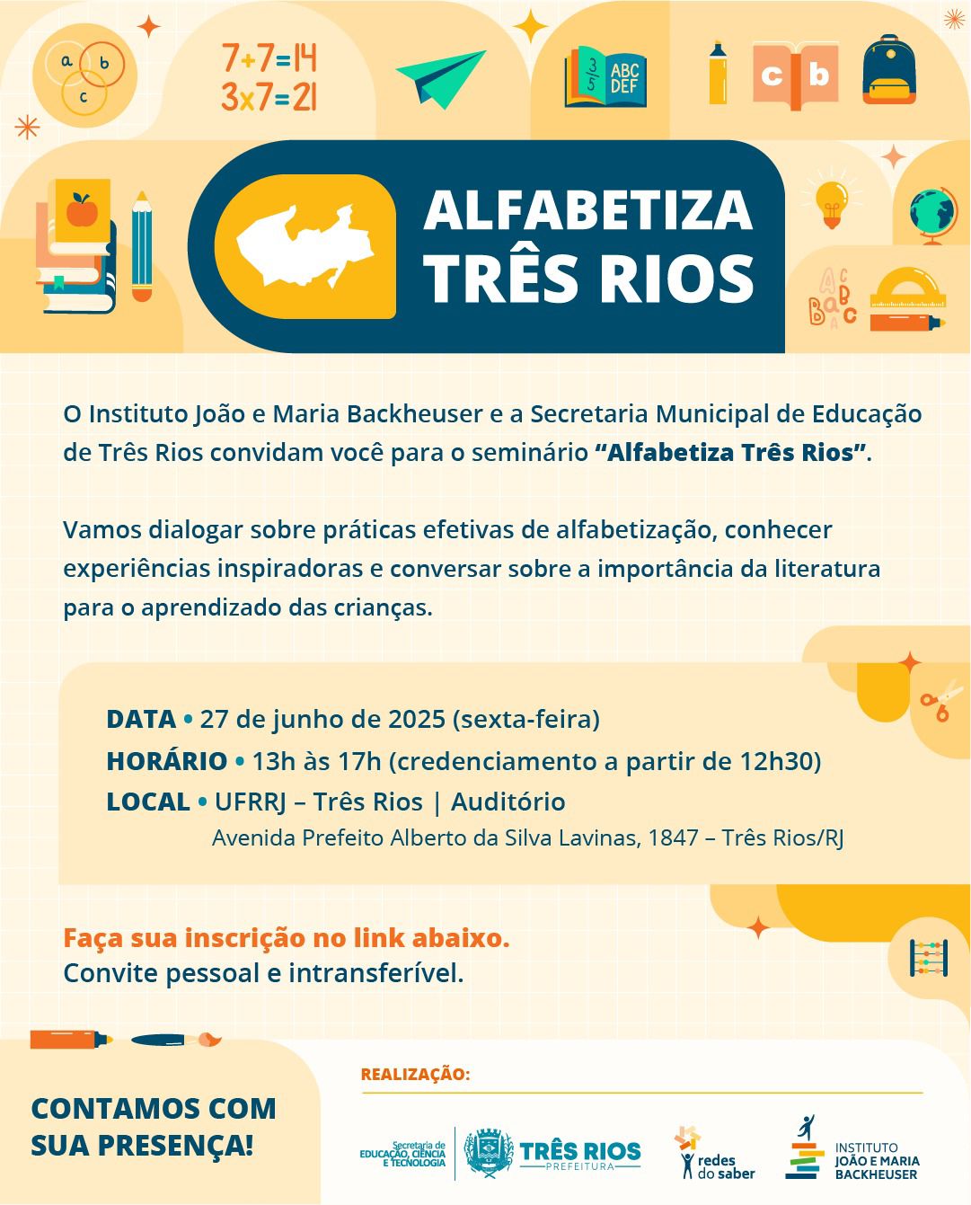 Seminário “Alfabetiza Três Rios” promove debate sobre educação e literatura infantil