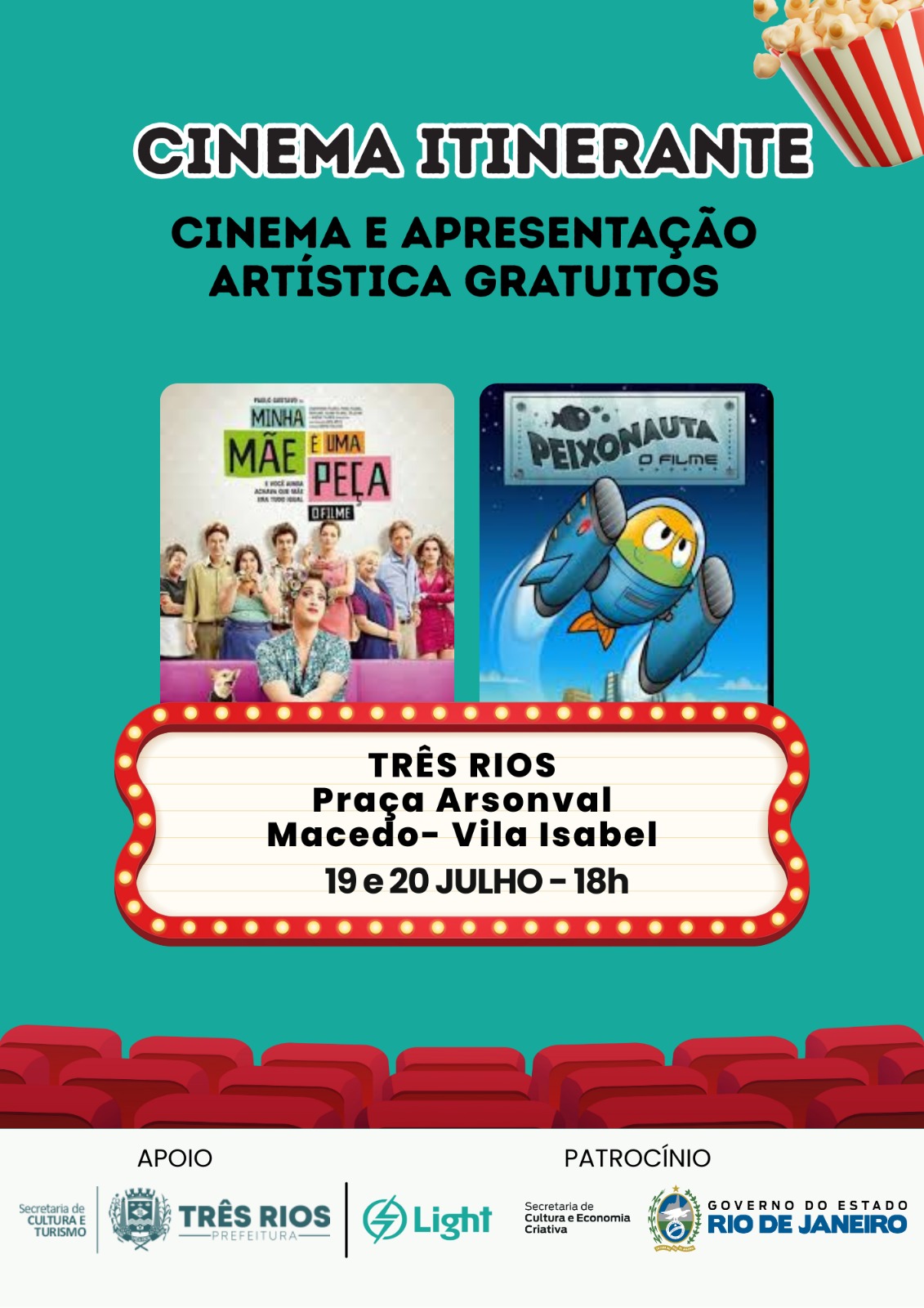 Cinema Itinerante leva filmes nacionais a praças de Três Rios