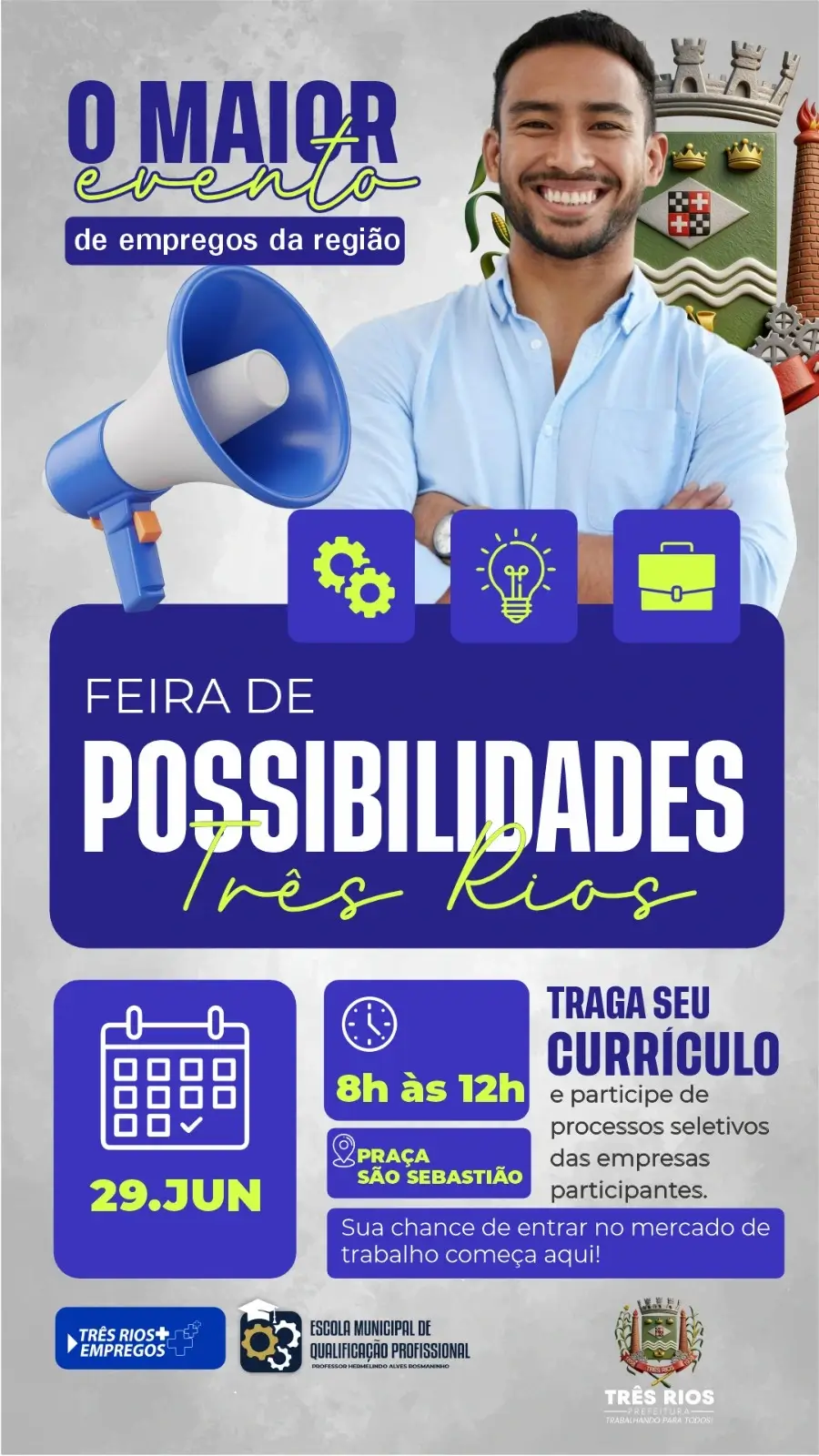 Prefeitura de Três Rios promove a maior feira de oportunidades de emprego da região