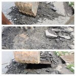 Secretaria de Obras e Habitação encontra caixa de bueiro tampada com massa asfáltica e concreto
