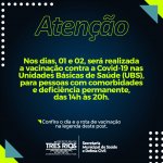 Prefeitura de Três Rios promove vacinação contra a covid-19 nesta terça e quarta, para pessoas com comorbidades